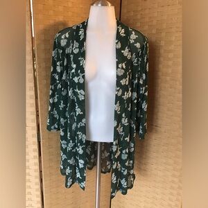 Always Indigo polyester light weight flowy cardigan/cover up Large